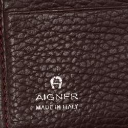 Pre Owned Aigner Burgundy Leather Cybill Compact Wallet