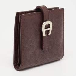 Pre Owned Aigner Burgundy Leather Cybill Compact Wallet