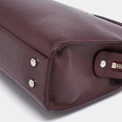 Pre Owned Aigner Dark Burgundy Grained Leather Mini Cybill Tote