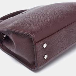 Pre Owned Aigner Dark Burgundy Grained Leather Mini Cybill Tote