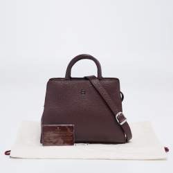 Pre Owned Aigner Dark Burgundy Grained Leather Mini Cybill Tote