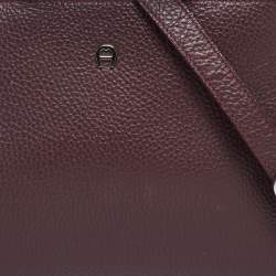 Pre Owned Aigner Dark Burgundy Grained Leather Mini Cybill Tote