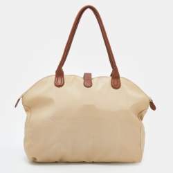 Pre Owned Aigner Beige/Brown Nylon And Leather Piccolina Shopper Tote
