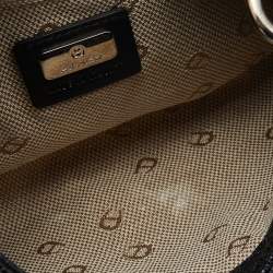 Pre Owned Aigner Black Crinkled Patent Leather Baguette Bag