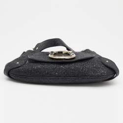 Pre Owned Aigner Black Crinkled Patent Leather Baguette Bag