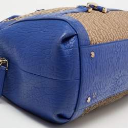 Aigner Blue/Beige Signature Canvas And Leather Satchel