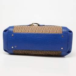 Aigner Blue/Beige Signature Canvas And Leather Satchel