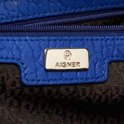 Aigner Blue/Beige Signature Canvas And Leather Satchel