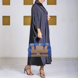 Aigner Blue/Beige Signature Canvas And Leather Satchel