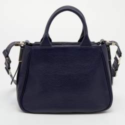 Pre Owned Aigner Navy Blue Leather Vittoria Tote