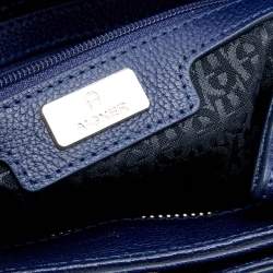 Pre Owned Aigner Navy Blue Leather Vittoria Tote