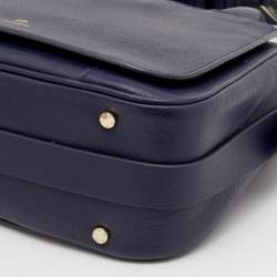 Pre Owned Aigner Navy Blue Leather Vittoria Tote
