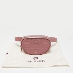 Pre Owned Aigner Old Rose Leather Diadora Belt Bag