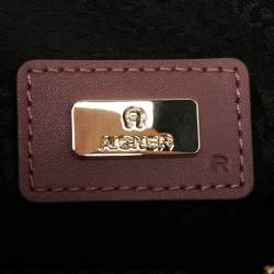 Pre Owned Aigner Old Rose Leather Diadora Belt Bag