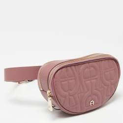 Pre Owned Aigner Old Rose Leather Diadora Belt Bag