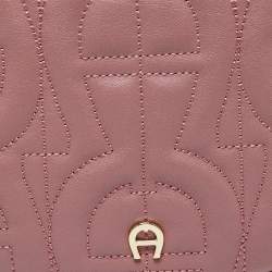 Pre Owned Aigner Old Rose Leather Diadora Belt Bag