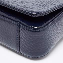 Pre Owned Aigner Navy Blue Patent Leather Flap Crossbody Bag