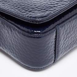 Pre Owned Aigner Navy Blue Patent Leather Flap Crossbody Bag