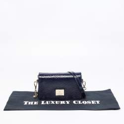 Pre Owned Aigner Navy Blue Patent Leather Flap Crossbody Bag