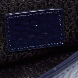 Pre Owned Aigner Navy Blue Patent Leather Flap Crossbody Bag