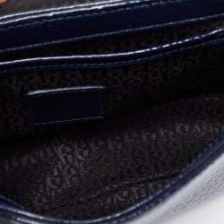 Pre Owned Aigner Navy Blue Patent Leather Flap Crossbody Bag