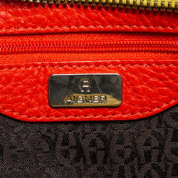 Pre Owned Aigner Multicolor Monogram Canvas And Leather Boston Bag