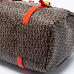 Pre Owned Aigner Multicolor Monogram Canvas And Leather Boston Bag