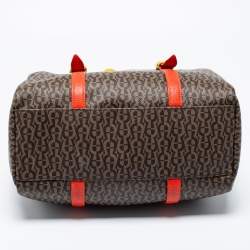 Pre Owned Aigner Multicolor Monogram Canvas And Leather Boston Bag