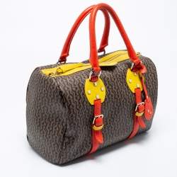 Pre Owned Aigner Multicolor Monogram Canvas And Leather Boston Bag