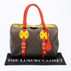 Pre Owned Aigner Multicolor Monogram Canvas And Leather Boston Bag