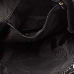 Pre Owned Aigner Black/Grey Signature Canvas And Leather Top Zip Satchel