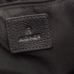 Pre Owned Aigner Black/Grey Signature Canvas And Leather Top Zip Satchel