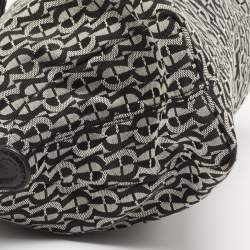 Pre Owned Aigner Black/Grey Signature Canvas And Leather Top Zip Satchel