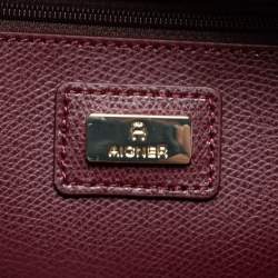 Pre Owned Aigner Burgundy Leather Carol Tote