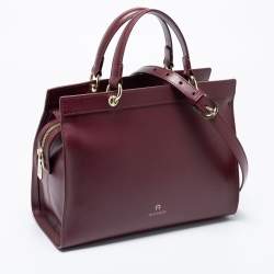 Pre Owned Aigner Burgundy Leather Carol Tote