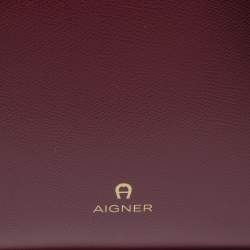 Pre Owned Aigner Burgundy Leather Carol Tote