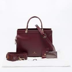 Pre Owned Aigner Burgundy Leather Carol Tote