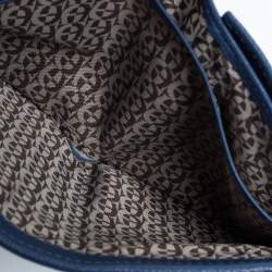 Pre Owned Aigner Blue Leather Trifold Wallet