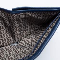 Pre Owned Aigner Blue Leather Trifold Wallet