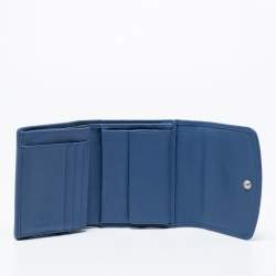Pre Owned Aigner Blue Leather Trifold Wallet
