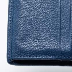 Pre Owned Aigner Blue Leather Trifold Wallet