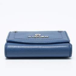 Pre Owned Aigner Blue Leather Trifold Wallet