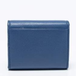 Pre Owned Aigner Blue Leather Trifold Wallet