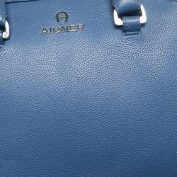 Aigner Blue Leather Zip Satchel