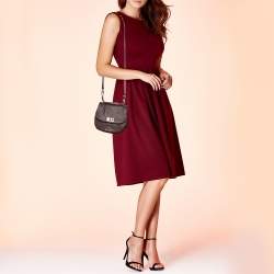 Pre Owned Aigner Burgundy Leather Turnlock Flap Crossbody Bag