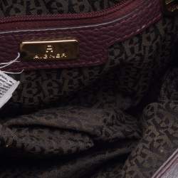 Pre Owned Aigner Burgundy Leather Turnlock Flap Crossbody Bag