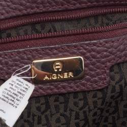 Pre Owned Aigner Burgundy Leather Turnlock Flap Crossbody Bag