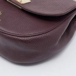 Pre Owned Aigner Burgundy Leather Turnlock Flap Crossbody Bag