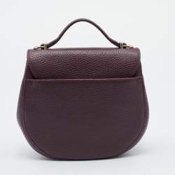 Pre Owned Aigner Burgundy Leather Turnlock Flap Crossbody Bag