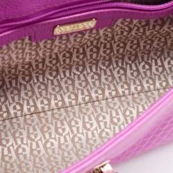 Pre Owned Aigner Pink Textured Leather Genoveva Shoulder Bag w/ Wallet